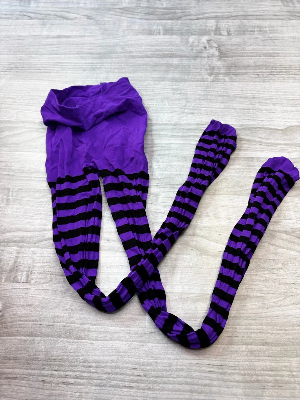 Purple and Black Striped Witch Halloween Tights - Fun Patterned Hosiery